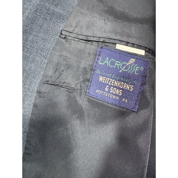 WTG Lacrosse Elegant Blue Blazer Jacket Sport Coat Gold Button Size 48L - Picture 8 of 10